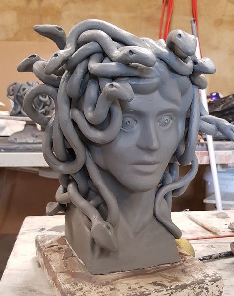 Ceramic Bust Sculpture, Clay Medusa, Clay Mask Art, Pottery Sale, Sculpture Art Projects, Medusa Art, Slab Ceramics, Sketchbook Journal, Ceramic Mask