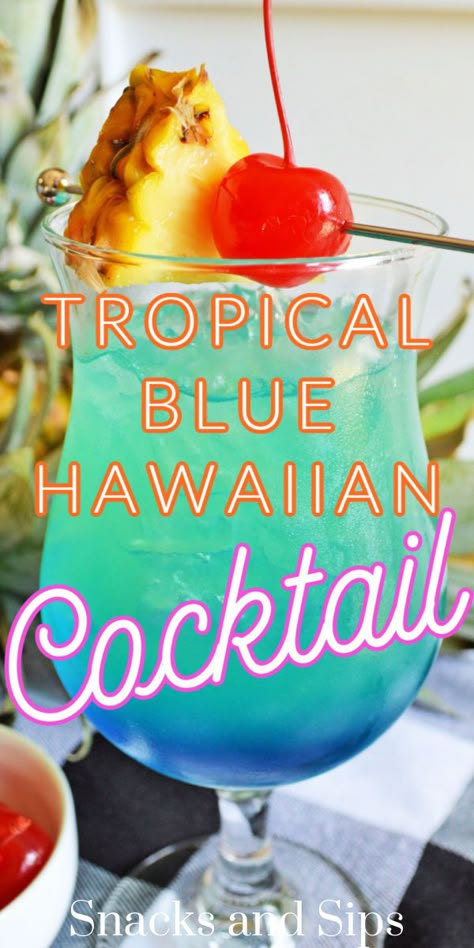 Blue Hawaii Drink, Blue Hawaiian Drink, Luau Drinks, Blue Hawaiian Cocktail, Hawaiian Snacks, Hawaiian Drinks, Hawaiian Cocktails, Summer Drinks Alcohol, Blue Drinks