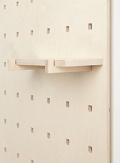 Wall mount with shelves | Gautier Studio | Online-Only Wall Decor | Simons Wood Pegboard Wall, Peg Wall, Wood Assembly, Cnc Furniture, Accessories Display, 2 Shelves, Neutral Shades, Plywood Furniture, Practical Storage