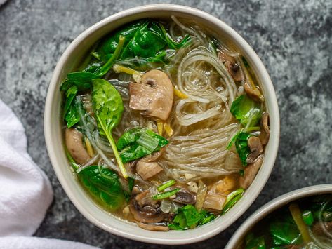 Chick'n Sotanghon Soup - Eat Figs, Not Pigs Glass Noodle Soup, Sotanghon Soup, Chicken Sotanghon Soup, Glass Noodles Recipe, Sautéed Veggies, Easy Vegan Soup, Tokyo Food, Breakfast Soup, Glass Noodles