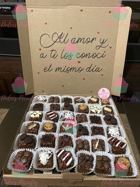 Brownies para regalar Brownies Decorados, Mini Brownies, Brownies, Takeout Container