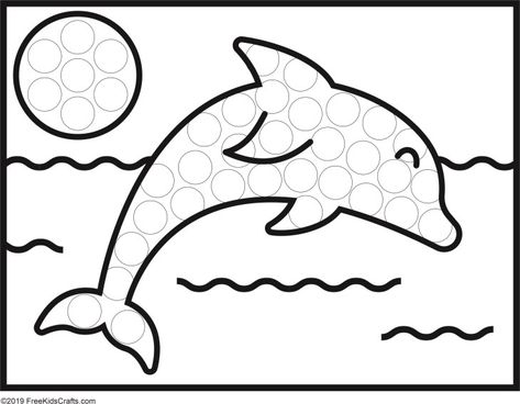 Preschool Dolphin Dot Art Activity Dolphin Craft Preschool Art Projects, Dolphin Art Preschool, Dolphin Crafts Preschool, Beach Dot Art, Dolphin Craft For Kindergarten, Preschool Dolphin Craft, Ocean Dot Art, Dolphin Activities For Kids, Dolphin Activities For Preschool