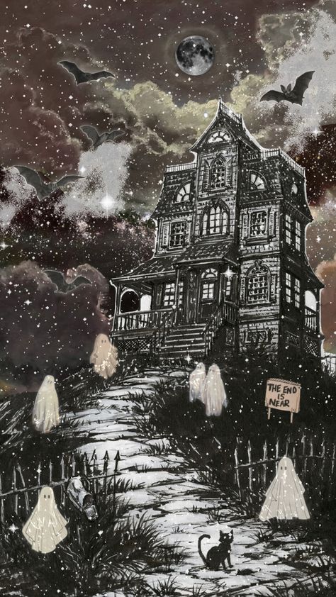 #hauntedhouse #haunted #ghosts #space #reshuffle Halloween Wallpaper Backgrounds, Goth Wallpaper, Gothic Wallpaper, Halloween Artwork, Black Phone Wallpaper, Celestial Art, Halloween Drawings, Phone Wallpaper Patterns, Movie Poster Art