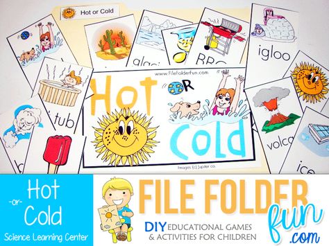 Download Game Game Play: Draw a card and determine if that item is hot or cold and place into the appropriate pocket. Game Assembly:  This game requires a single file folder game. Glue the "Hot" an... Kindergarten Science Curriculum, Science Learning Centers, Social Stories Preschool, File Folder Activities, Life Skills Special Education, File Folder Games, Pocket Game, Kindergarten Lesson Plans, Folder Games