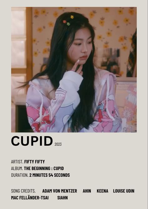 Kpop Trainee Daily Schedule, Cupid By Fifty Fifty, Cupid Fifty Fifty, Kpop Trainee, Posters Kpop, Song Posters, Fifty Fifty, Minimalist Posters, Daily Schedule