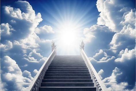 Photo the gateway to heaven with stairca... | Premium Photo #Freepik #photo #stairway-heaven #stairway #heaven #sky-light Staircase To Heaven Drawing, Heaven Stairs, Heaven Landscape, Gateway To Heaven, Prayer For Prosperity, Stairs To Heaven, Bright Clouds, Heaven's Gate, Way To Heaven