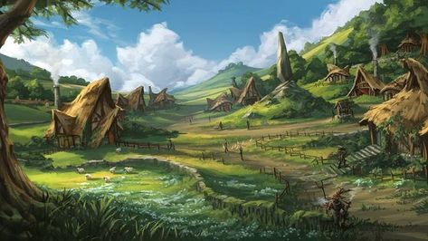 City Outskirt Fantasy Countryside, Fable Legends, Fable 2, Fantasy Village, Highland Village, Landscape Concept, Level Design, Fantasy Setting, Fantasy Places