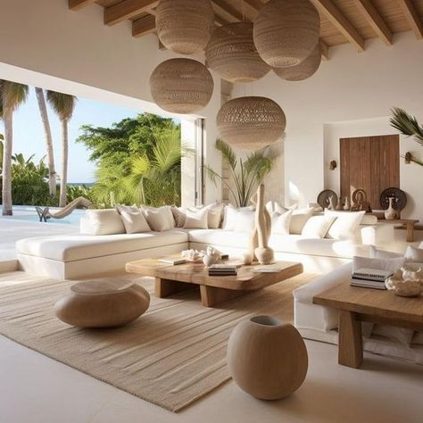 Bali Style Home, Bali House, Beach House Design, Coastal Living Room, Mediterranean Home, Dream House Interior, Dream House Exterior, House Inspo, 인테리어 디자인