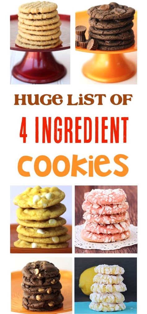 4 Ingredient Cookies! Simple Cookie Recipes your family and friends will LOVE! | TheFrugalGirls.com Epic Cookies, Cheap Cookies, 4 Ingredient Desserts, 5 Ingredient Desserts, 4 Ingredient Cookies, Easy Homemade Cookies, Simple Cookie, Quick Cookies, 3 Ingredient Desserts