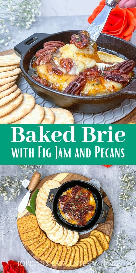 Brie Recipes Fig Jam, Brie Cheese Recipes With Fig Jam, Baked Brie Recipes Fig Jam, Fig And Pecan Baked Brie, Brie Cheese Baked, Bre Appetizers Baked Brie, Pastry Brie Recipes, Appetizers Using Fig Jam, Fig Butter Appetizer