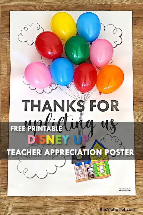 Easy Teacher Appreciation Door ideas. Print poster and hang up on the door or on the wall for teacher appreciation week. Three ideas: Great Teacher Among Us (for Among Us fans), Thanks for Uplifting Us (Disney Pixar Up Movie theme), and Thank You for Being Fintastic (Mermaid or Under the Sea theme). Downloads are free. Coloring the giant coloring page poster or print off the elements to cut out and glue for additional color. Inexpensive to print #teacherappreciationweek #teacherappreciationdoor Principals Day Ideas Appreciation Gifts From Kids, Guidance Counselor Appreciation Week Gift Ideas, Principal Week Ideas, Teachers Appreciation Week Ideas, Teacher Appreciation Door Decorations Ideas, Principal Appreciation Gifts From Kids, Ideas For Principal Appreciation, School Counselor Appreciation Week Door Decorations, Teacher Appreciation Week Poster Ideas