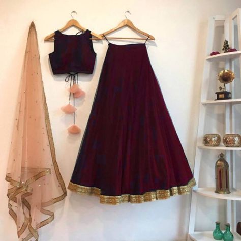 Maroon Borader designer lehenga choli Simple Lehenga Choli, Simple Lehenga, Saree Bollywood, Black Lehenga, Lehnga Dress, Indian Salwar Kameez, Choli Designs, Ghagra Choli, Indian Lehenga