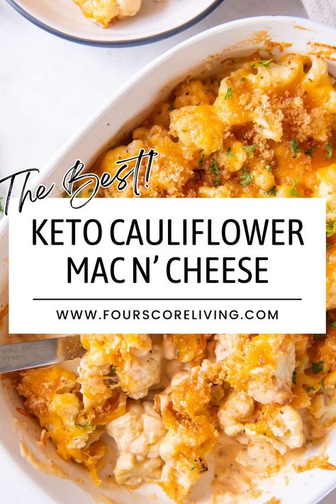 Tender roasted cauliflower is the perfect stand-in for macaroni in this recipe for Keto Cauliflower Mac and Cheese. This is a low-carb meal and family-friendly dish that everyone will love. And go check out our Easy Keto Recipes board for more healthy dinner ideas. Keto Mac And Cheese Recipe, Keto Recipes With Cauliflower, Low Carb Califlower Recipes Keto, Cauliflower Mac Cheese Recipes, Easy Cauliflower Mac And Cheese, Low Carb Califlower Recipes, Keto Mac N Cheese, Low Carb Cauliflower Recipes, Low Carb Mac And Cheese