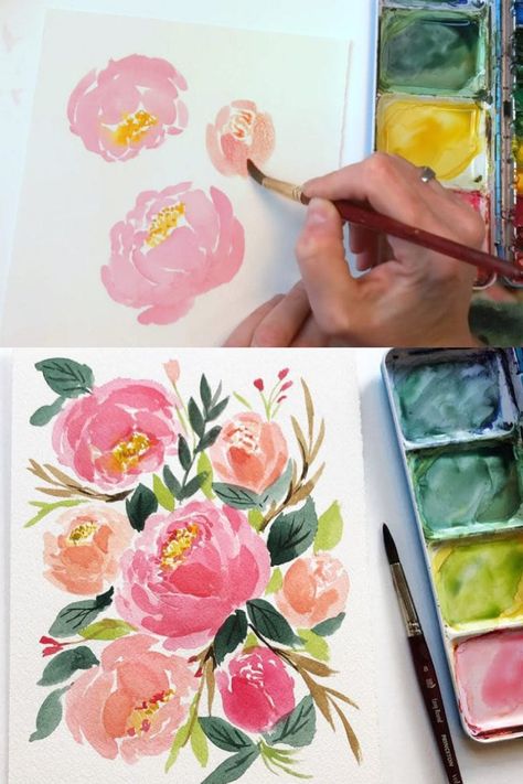 20+ best step by step easy watercolor flowers tutorials & videos on how to paint roses, peonies, hydrangeas, sunflowers, bouquets, & more! – A Piece of Rainbow #watercolor #floral loose floral painting, #painting #artsandcrafts arts and crafts, #art #painting #video #tutorial #watercolour, watercolour, #aquarelle aquarelle, beginner, spring, art, lessons, #spring #rose #flowers Easy Watercolor Flowers, How To Paint Roses, Paint Roses, Best Watercolor, Watercolor Hydrangea, Learn Watercolor Painting, Paint Flowers, Watercolor Flowers Tutorial, Roses Peonies