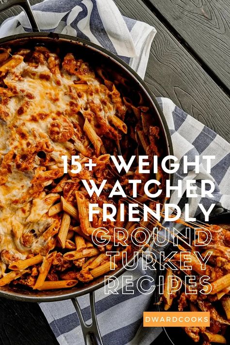 Looking for ground turkey recipe inspiration? Look no further. This list of 15+ Weight Watcher Friendly ground turkey recipes has you covered with homemade turkey breakfast sausage, one pot ground turkey meals, plenty of healthy turkey burger recipes, and more. Lean protein recipes don't have to be boring and ground turkey doesn't have to be dry. These flavorful and easy recipes are family friendly and will convert anyone into a ground turkey lover. All recipes come with WW smart points too! Easy Low Calorie Recipes, Turkey Swedish Meatballs, Weight Watchers Pasta Recipes, Healthy Ground Turkey Recipes, Ww Green Plan, Ww Purple Plan, Ground Turkey Recipe, Turkey Sausage Recipes, Ww Blue Plan