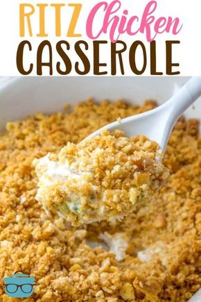 RITZ CHICKEN CASSEROLE (+Video) - main dishes #maindishes Ritz Chicken Casserole, Ritz Cracker Chicken Casserole, Ritz Cracker Topping, Ritz Chicken, Ritz Cracker Chicken, Herb Soup, Chicken Food Recipes, Ritz Cracker, Chicken Casseroles