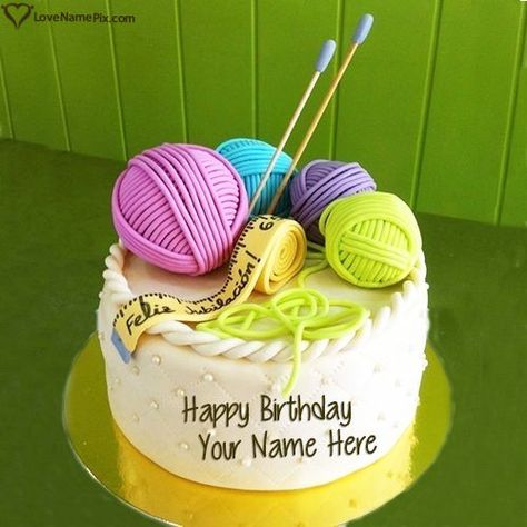 Woolen Yarn Knitting Cake For Mom Birthday With Name Knitting Cake, Sewing Cake, Crazy Cakes, Novelty Cakes, Special Cake, Food Cakes, Fondant Cakes, Cake Creations, Pretty Cakes