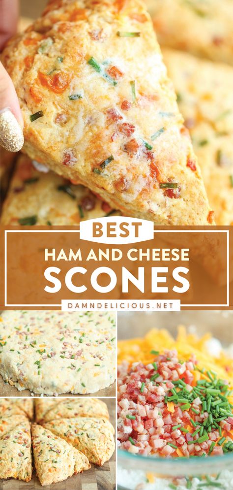 HAM AND CHEESE SCONES Ham And Cheese Scones, Easy Scones, Savory Bread Recipe, Scones Recipe Easy, Leftover Ham Recipes, Cheese Scones, Savory Scones, Savory Bread, Savoury Baking