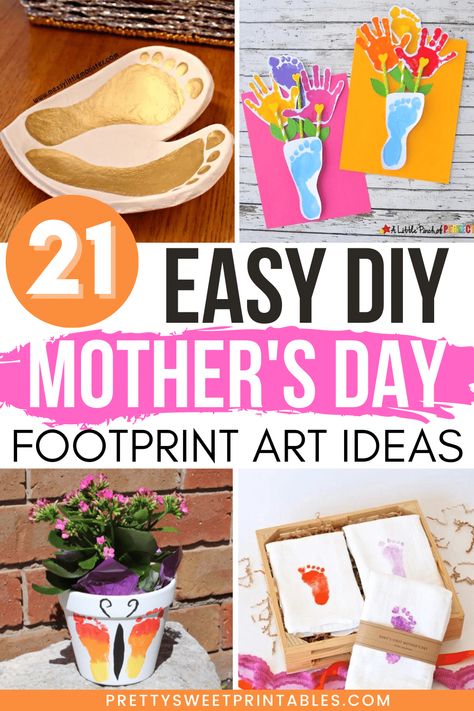 mothers day footprint art Mother’s Day Footprint Artwork, Newborn Crafts, Baby Footprint Crafts, Mothers Day Crafts Preschool, Baby Handprint Crafts, Art Ideas For Kids, Baby Footprint Art, Grandma Crafts, Diy Mother's Day Crafts