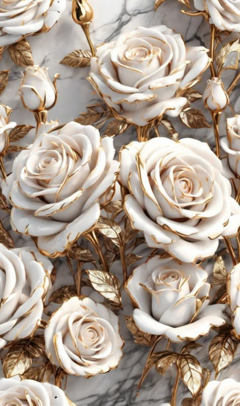 White Roses Background Aesthetic, White And Gold Roses Wallpaper, Rose Gold Iphone Wallpaper Aesthetic, White And Gold Aesthetic Wallpaper, White And Brown Aesthetic Wallpaper, Gold Flowers Aesthetic, Apple Watch Wallpaper Ideas, Wallpaper Iphone Rose Gold, Gold Flower Background