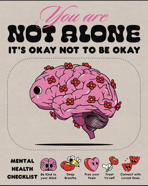 #poster #aesthetic #mentalwellness #mentalhealth #checklist Self Care Posters Aesthetic, You Are Not Alone, Business Poster Design Ideas, Mental Health Poster, Wow Photo, Picture Collage Wall, Be Okay, Photo Wall Collage, Happy Words