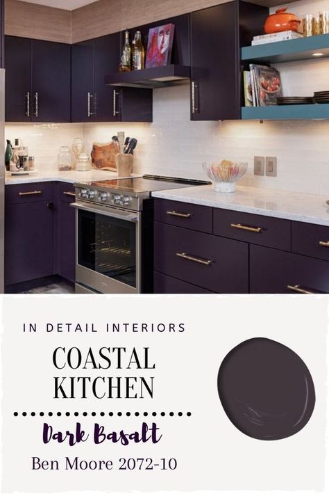 Purple Kitchen Walls, Purple Kitchen Cabinets, Purple Cabinets, Remote Design, Purple Kitchen, Condo Remodel, Paint Inspiration, Candle Studio, Coastal Kitchen