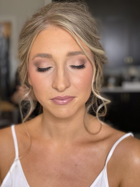 Basic Makeup For Bridesmaid, Hair And Makeup For Engagement Photos, Bridal Makeup Soft Wing, Bridesmaid Makeup Dusty Rose, Neutral Makeup Looks Bridesmaid, Airbrush Wedding Makeup Natural, Soft Pink Bridesmaid Makeup, Best Wedding Makeup For Hazel Eyes, Brides Maids Makeup Natural