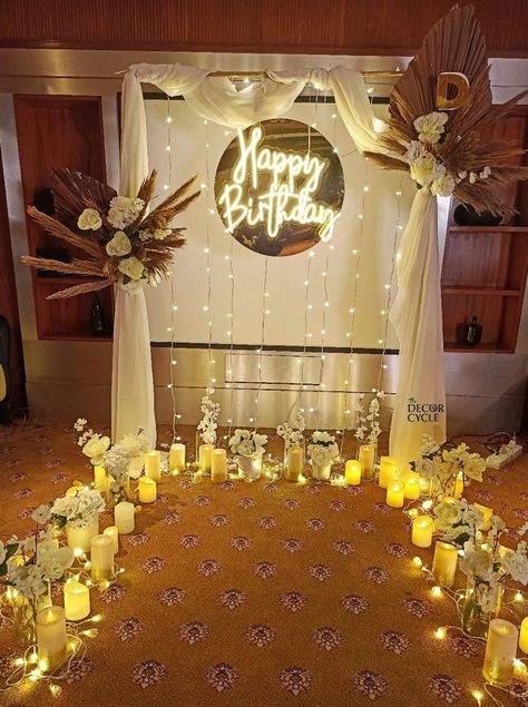 Bohemian BirthdayPampas DecorPalm LeavesBoho Theme Decor 90th Birthday Backdrop Ideas, Roof Party Decoration, Roof Birthday Decoration, Roof Decoration Ideas For Party, Birthday Decoration With Lights, Balcony Birthday Decoration Ideas, Bohemian Birthday Party Decoration, Simple Birthday Backdrop, Room Hypebeast