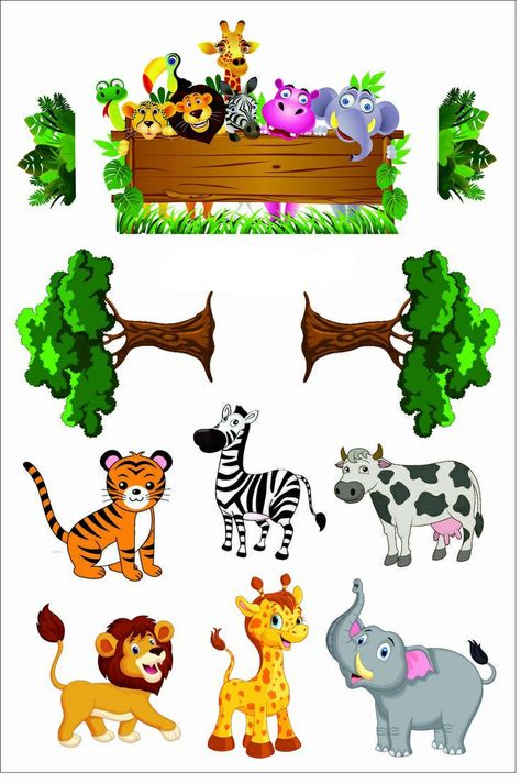 Zoo Cake Topper, Printable Topper, Jungle Safari Cake, Angel Baby Art, Zoo Cake, Happy Birthday Animals, Baby Boy Cake Topper, Jungle Theme Cakes, Paw Patrol Birthday Theme