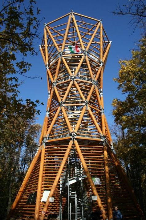 Look Out Tower, Sp Studio, Bamboo Building, Timber Architecture, Bamboo Structure, Bamboo Architecture, Wood Architecture, Natural Structures, Tower Design