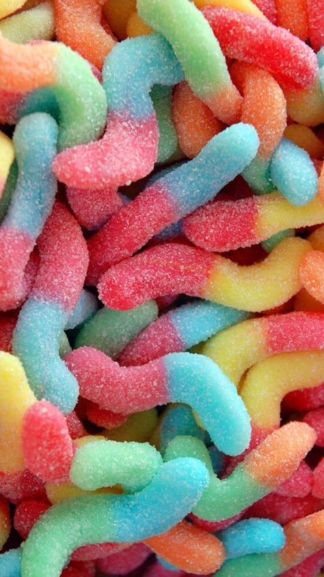 Sour Worms, Sour Gummy Worms, Gummy Worm, Hairstyles For Ladies, Food Aesthetics, Gummy Worms, Rainbow Candy, Food Babe, Food Wallpaper