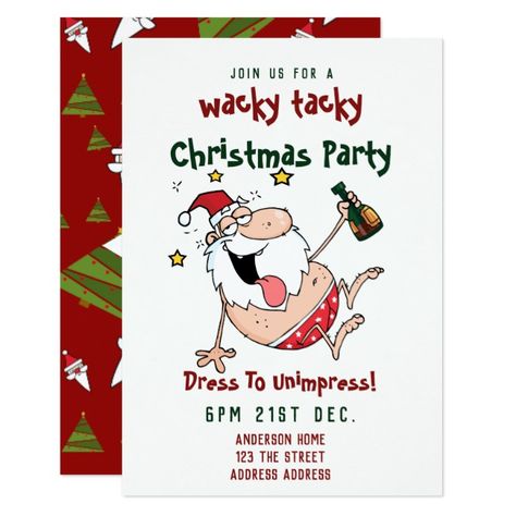 Funny Christmas Party Invitations, Drunk Santa, Quirky Invitations, Tacky Christmas Party, Funny Drunk, Christmas In England, Christmas Party Themes, Tacky Christmas, Christmas Party Invitation