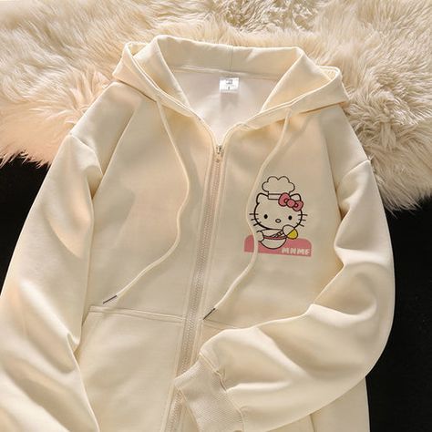 Sanrio – Juneptune Sanrio Clothes, Hello Kitty Hoodie, Preppy Women, Kitty Clothes, Hello Kitty Clothes, Hello Kitty Aesthetic, Hello Kitty Accessories, Beige Top, Hello Kitty Items