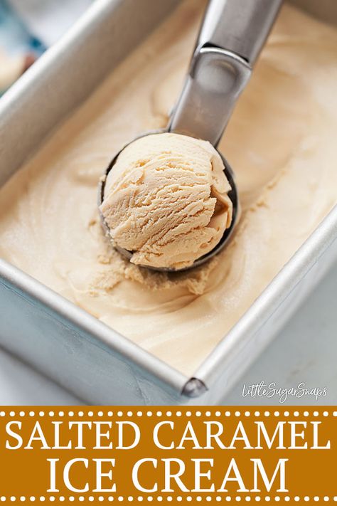 Homemade Salted Caramel Ice Cream #saltedcaramelicecream #saltedcaramelicecreamrecipe #saltedcaramelrecipe #icecreamrecipe Caramel Ice Cream Recipe, Homemade Salted Caramel, Scoop Of Ice Cream, Salted Caramel Ice Cream, Ice Cream Maker Recipes, Frozen Dessert Recipe, Caramel Ice Cream, Homemade Ice Cream Recipes, Sorbet Recipes