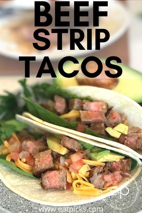 Beef Strip tacos are great for taco Tuesday. Easy dinner ideas for family or friends on busy weekdays! #tacos #steaktacos #steak #beef #beeftacos #mealplanning #easyrecipe #easydinners Easy Dinner Ideas For Family, Tacos Dinner, Steak Taco Recipe, Tuesday Dinner, Dinner Ideas For Family, Steak Strips, Broiled Steak, Cooking Steak, The Best Steak