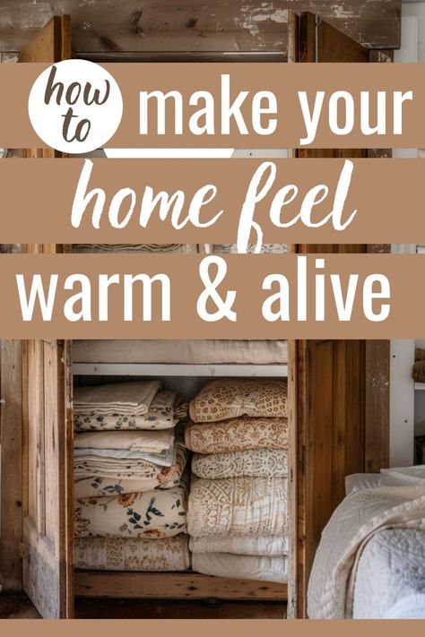 Discover how to give your home life and heart by embracing attractive utility! Learn to fill your space with beautiful, functional items that you actually use. No more staged vignettes – just authentic, cozy living Making House Cozy, Authentic Home Decor, Pioneer Aesthetic Home, Simple Cozy Decor, Make A Cozy Home, Orderly Home, Cozy Home Hacks, One Day Diy Home Projects, Ways To Simplify Your Home