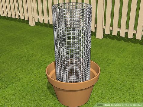 How to Make a Tower Garden: 14 Steps (with Pictures) - wikiHow Plant Tower Diy, Vegetable Tower Garden, Diy Garden Tower How To Build, Diy Vertical Tower Garden, Garden Tower Planting Guide, Tower Garden Diy How To Build, Tower Garden Diy, Juice Plus Tower Garden, Grow Tower