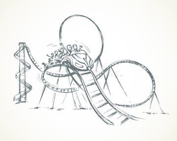 Roller Coaster. Vector Drawing Stock Vector - Illustration of extreme, drawn: 150895632 Simple Roller Coaster Drawing, Roller Coaster Clipart, Roller Coaster Doodle, Roller Coaster Sketch, Rollercoaster Illustration, Rollercoaster Drawing, Roller Coaster Illustration, Rollercoaster Tattoo, Roller Coaster Design