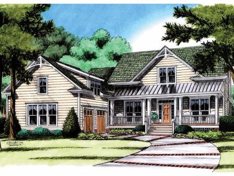 Ready for a quiet life in the country? Check out these 6 farmhouse plans Classic American House, Country Farmhouse Plans, Farmhouse Layout, American House Plans, Dream Farmhouse, Farmhouse Floor Plans, Garage House Plans, American Houses, Casas Coloniales