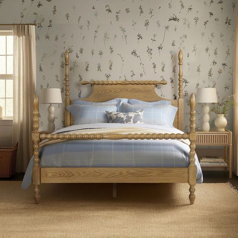 Madison Park Signature Beckett Bed - Bed Bath & Beyond - 13788601 Wood Frame Bedroom Ideas, Turned Post Bed, Traditional Bed Frame, Wooden Queen Bed Frame, Cottage Build, Wooden King Size Bed, Vintage Bed Frame, Post Bed, Brown Bed