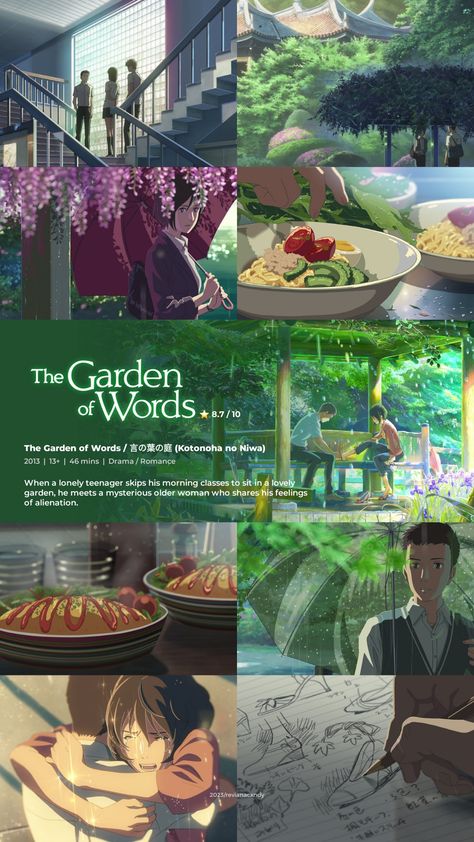 Studio Ghibli Movie List, Good Animated Movies, Anime Studio, The Garden Of Words, Garden Of Words, Japanese Animated Movies, Anime Suggestions, Animes To Watch, Great Movies To Watch