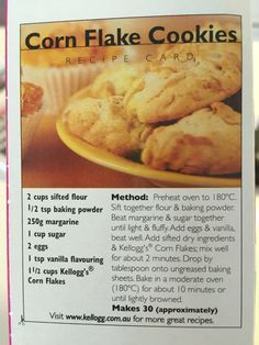 Corn Flake Cookies                                                                                                                                                                                 More Corn Flake Cookies, Cornflake Cookies Recipe, Flake Recipes, Cornflake Cookies, Corn Flake, Homemade Biscuits Recipe, Homemade Biscuits, Corn Flakes, Biscuit Cookies