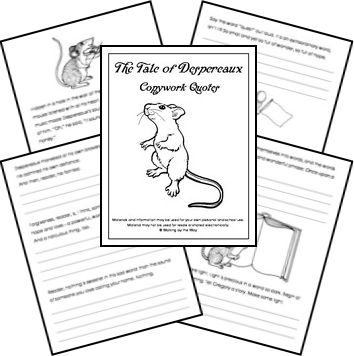 The Tale of Despereaux Copywork Pages (FREE!) from Walking by the Way Tale Of Despereaux Activities, The Tale Of Despereaux Activities, Fable Activities 2nd Grade, Fairy Tale Activities First Grade, Fractured Fairy Tales Activities, Free Copywork, Fractured Fairy Tales Unit, The Tale Of Despereaux, Novel Activities