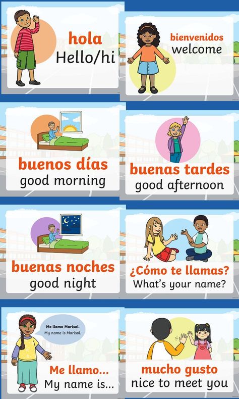 Introduce first and second-grade students to beginning Spanish words and phrases with the Spanish Greetings PowerPoint. Use this resource in general education or bilingual classrooms to teach students beginning Spanish greeting phrases.

The PowerPoint includes basic Spanish greetings with the English translations and colorful pictures to help aid understanding. This is a great visual aid resource to use when teaching both English and Spanish speaking students. Spanish Words For Kids, Beginning Spanish, Teach Yourself Spanish, Spanish Flashcards, Spanish Learning Activities, Spanish Words For Beginners, Basic Spanish, Basic Spanish Words, Kids Worksheet