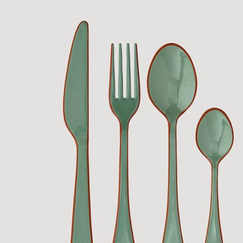 Enamel Cutlery, Host A Dinner Party, Nostalgic Design, Tea Spoon, Kitchen Collection, Table Ideas, Dream House Decor, Cutlery Set, Style Statement