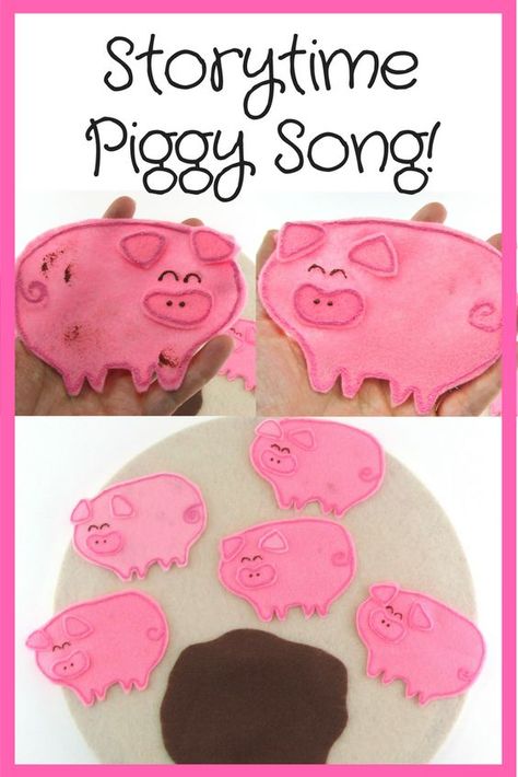 This is such an adorable flannel board piggy song for your preschool circle time! The pigs reverse from clean to muddy! So cute, plus it's a counting song :) #flannelboardfun #pigs #preschoolsong #circletime Muddy Pigs Preschool, Circle Time Felt Stories, Feltboard Stories, Preschool Fingerplays, Curriculum Themes, Songs Preschool, Preschool Circle Time Activities, Storytelling Ideas, Circle Time Games