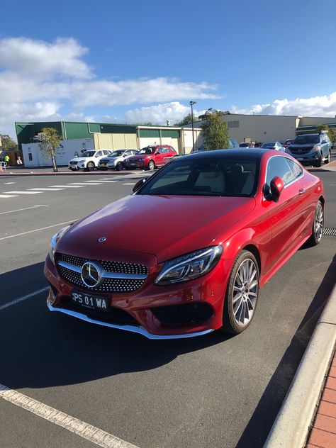 Mercedes-Benz C205 C 250 d Coupé Red Mercedes Benz Aesthetic, C 200 Mercedes, Red Benz, Mercedes Hatchback, Red Mercedes Benz, Mercedes C 200, Mercedes Benz C200, Mercedes C Class Coupe, Red Mercedes