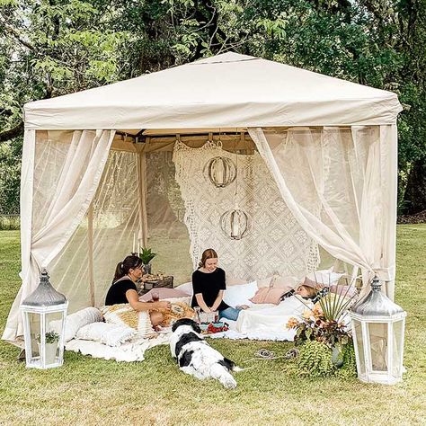 Backyard Glamping\6 Easy Ideas|glamping site|how to glamp|backyard glamping|glamping tent plans|backyard camping tent|romantic glamping|backyard canopy|yard and garden|garden party|outdoor hangout|backyard glamping party|how to build a glamping site|outdoor party|Hallstrom Home Hammock With Mosquito Net, Glamping Party, Building A Pergola, Garden Canopy, Backyard Camping, Garden Gazebo, Patio Gazebo, Backyard Diy Projects, Garden Oasis