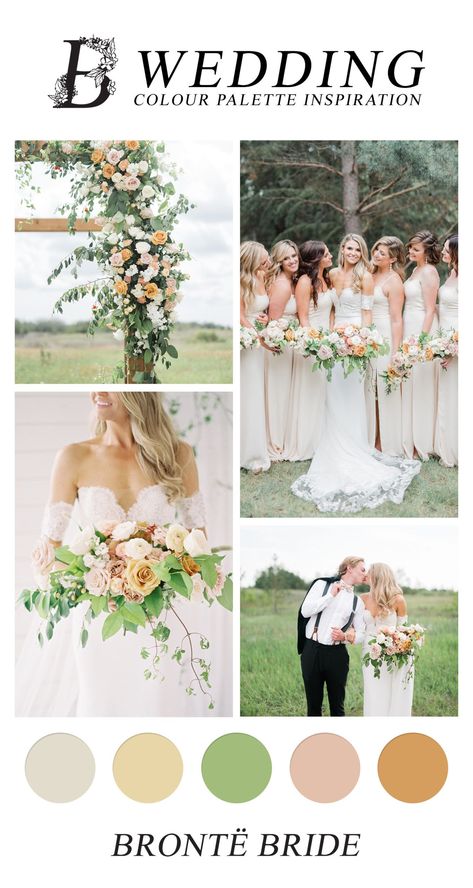 Cream And Green Wedding, Colour Palette Inspiration, Spring Wedding Color Palette, Green Wedding Colors, Wedding Colour, Peach Cream, Spring Wedding Colors, Palette Inspiration, Wedding Color Inspiration