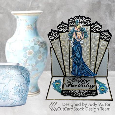 Art Deco Card - CutCardStock Blog Tattered Lace Art Deco Cards, Art Deco Cards Handmade, Glitter Gel Pens, Art Deco Cards, Gilding Wax, Lace Art, Castle Art, Window Cards, Creating Cards